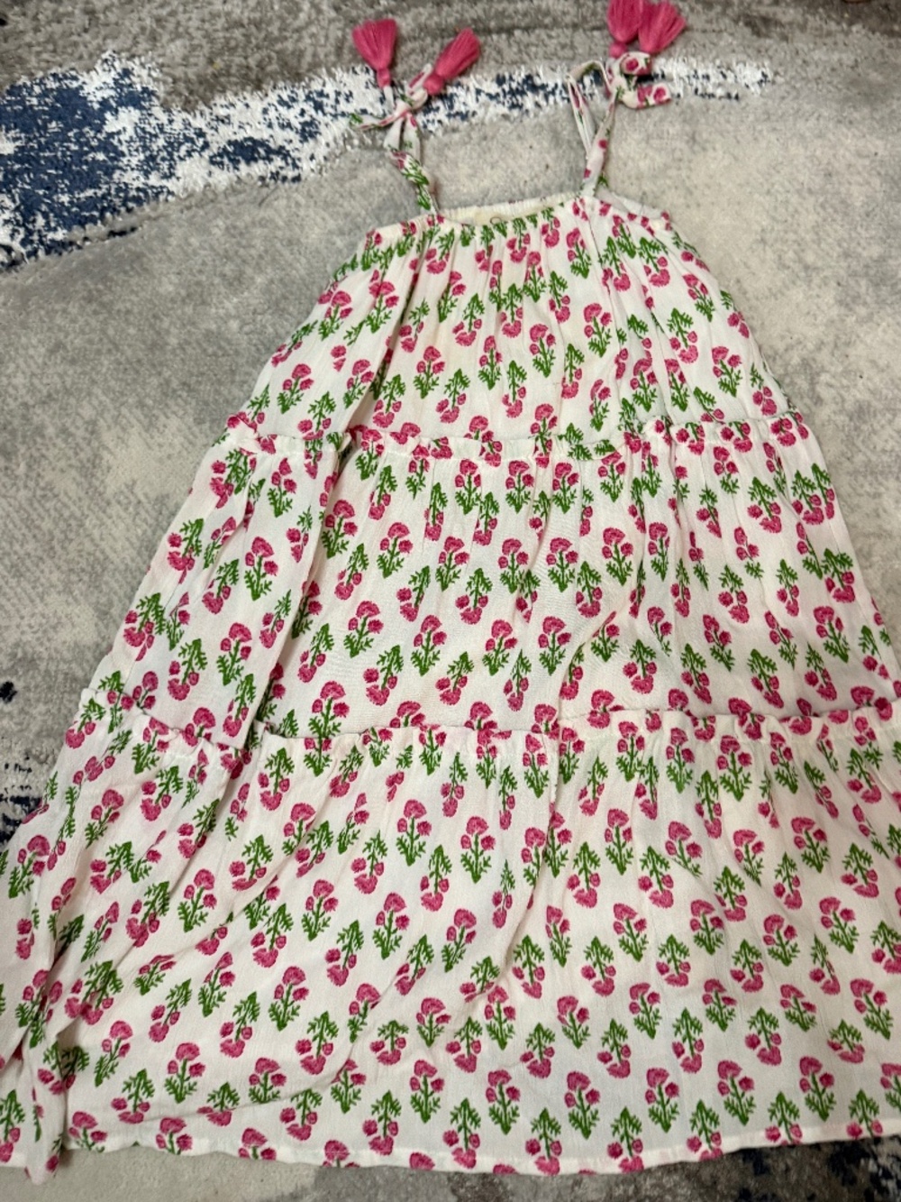 Jessica Simpson Girls 4T Floral Tiered Sundress Pink Tassel Tie
